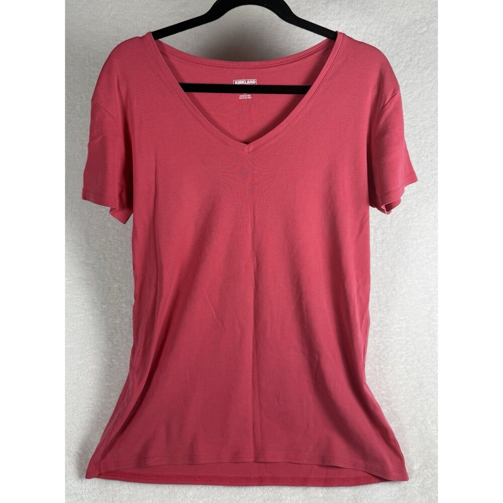 Kirkland Signature - V Neck Pink Shirt Sleeve T Shirt - Size 2X